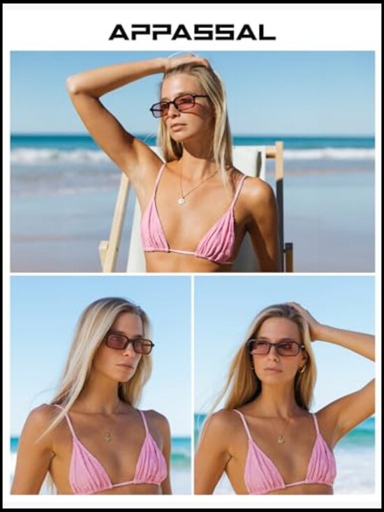 Retro Skinny Rectangle Sunglasses with Thin Plastic Frame main image 6
